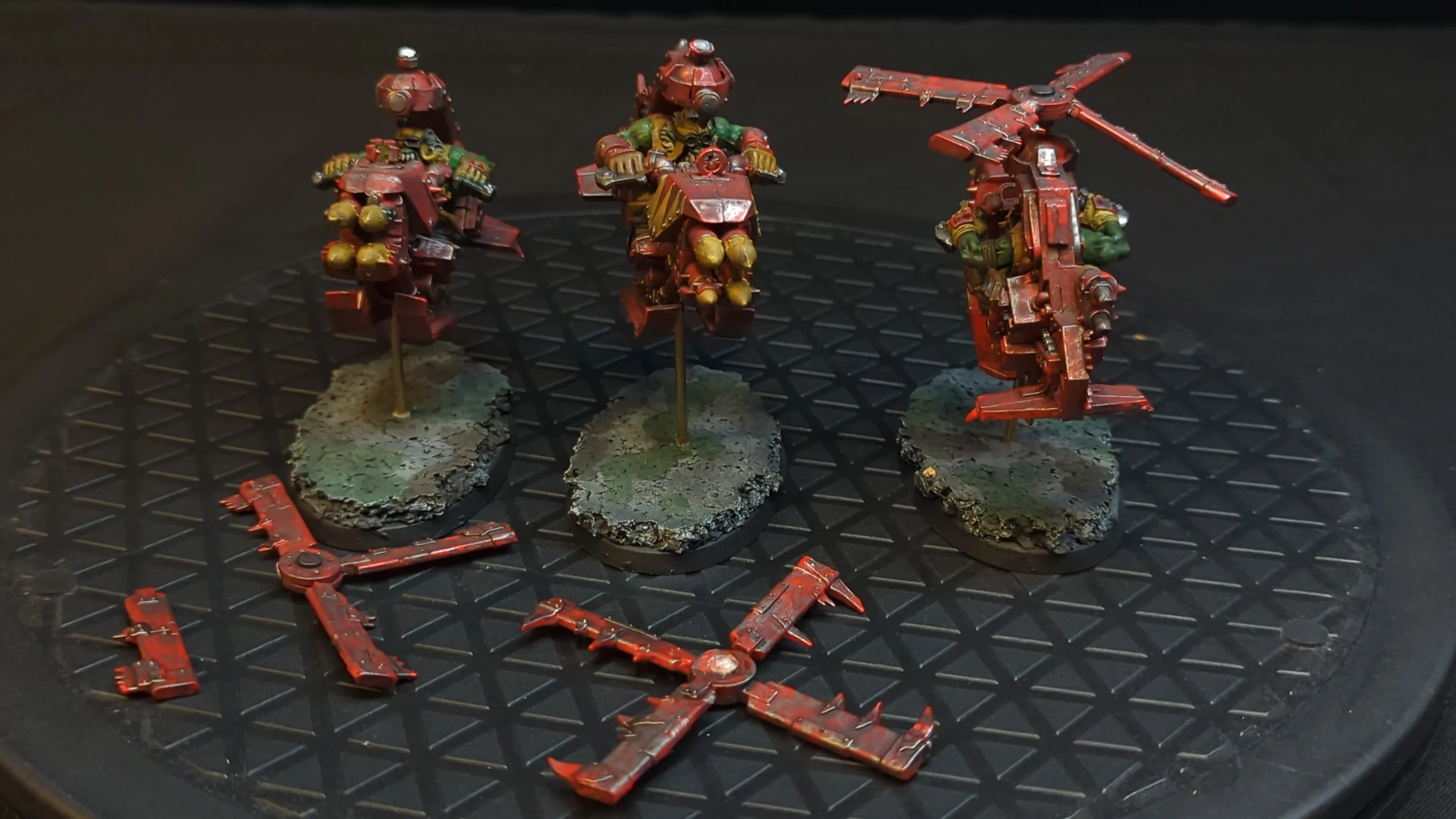 Warhammer 40k Orks Deffkoptas x3 Painted