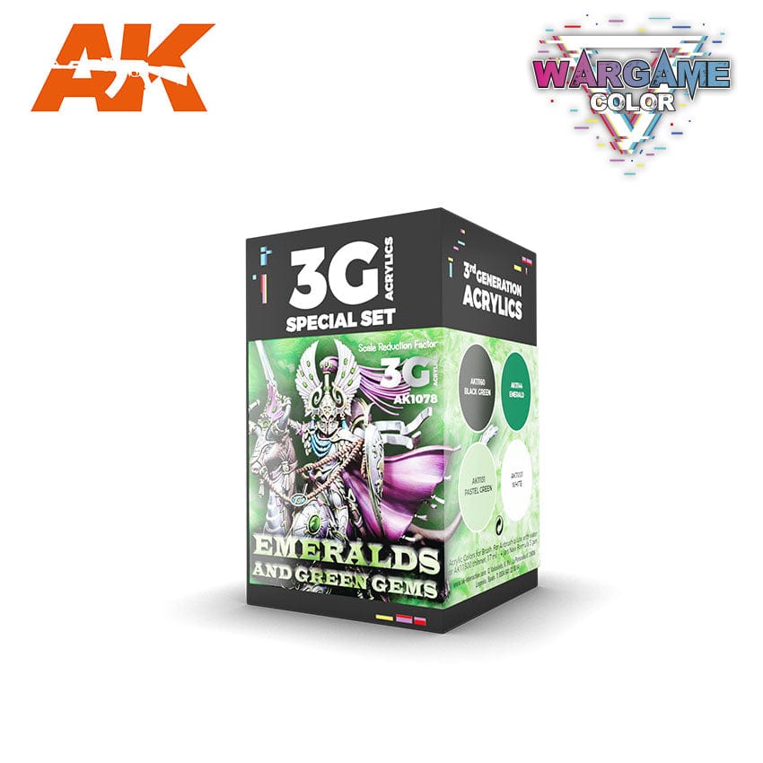 AK Interactive 3rd Gen Acrylics Wargame Color set - Emeralds and Green Gems