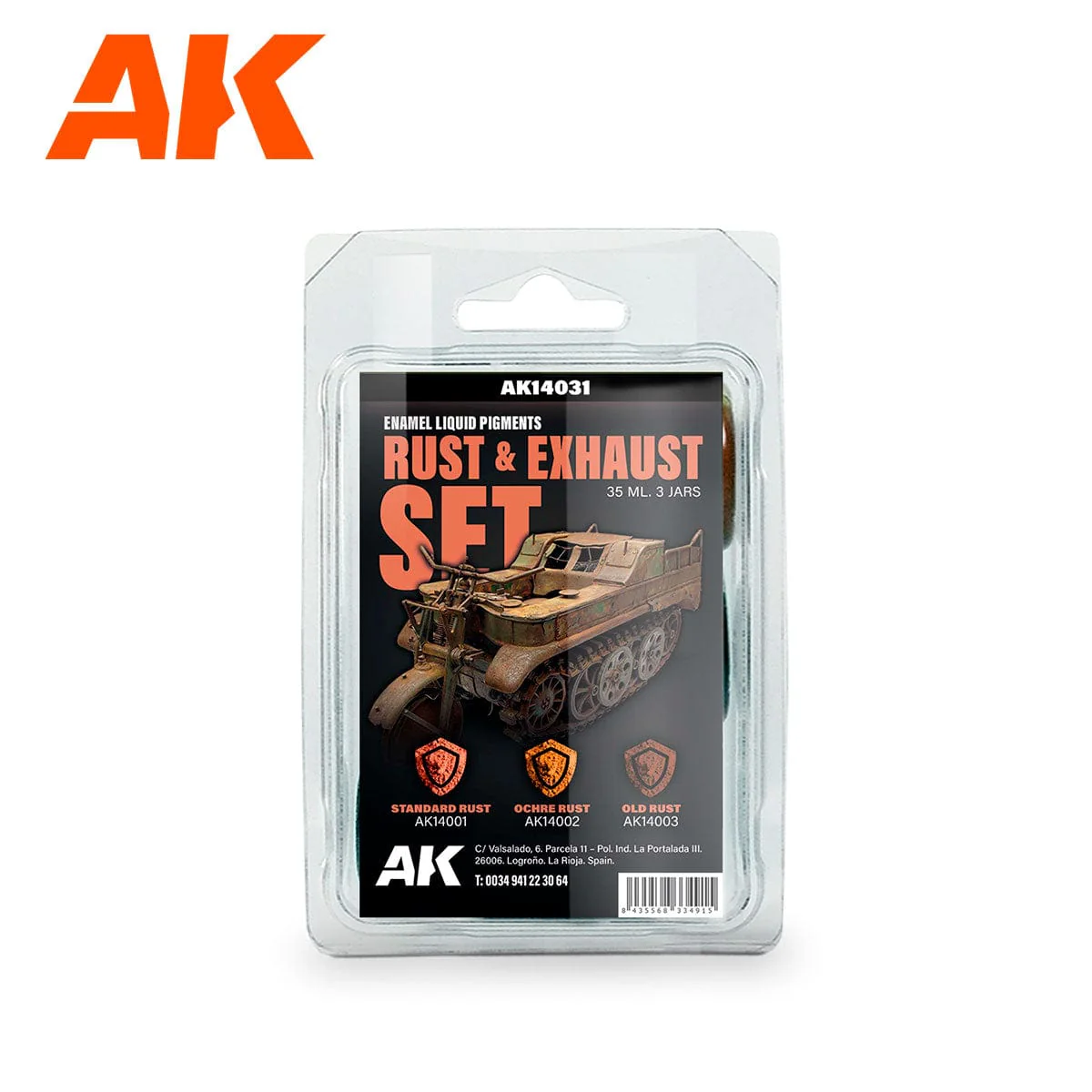 AK Interactive Enamel Liquid Pigment Rust & Exhaust set 35ml (3 ref)
