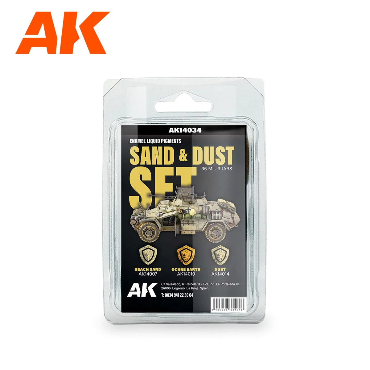 AK Interactive Enamel Liquid Pigment Sand & Dust set 35ml (3 ref)