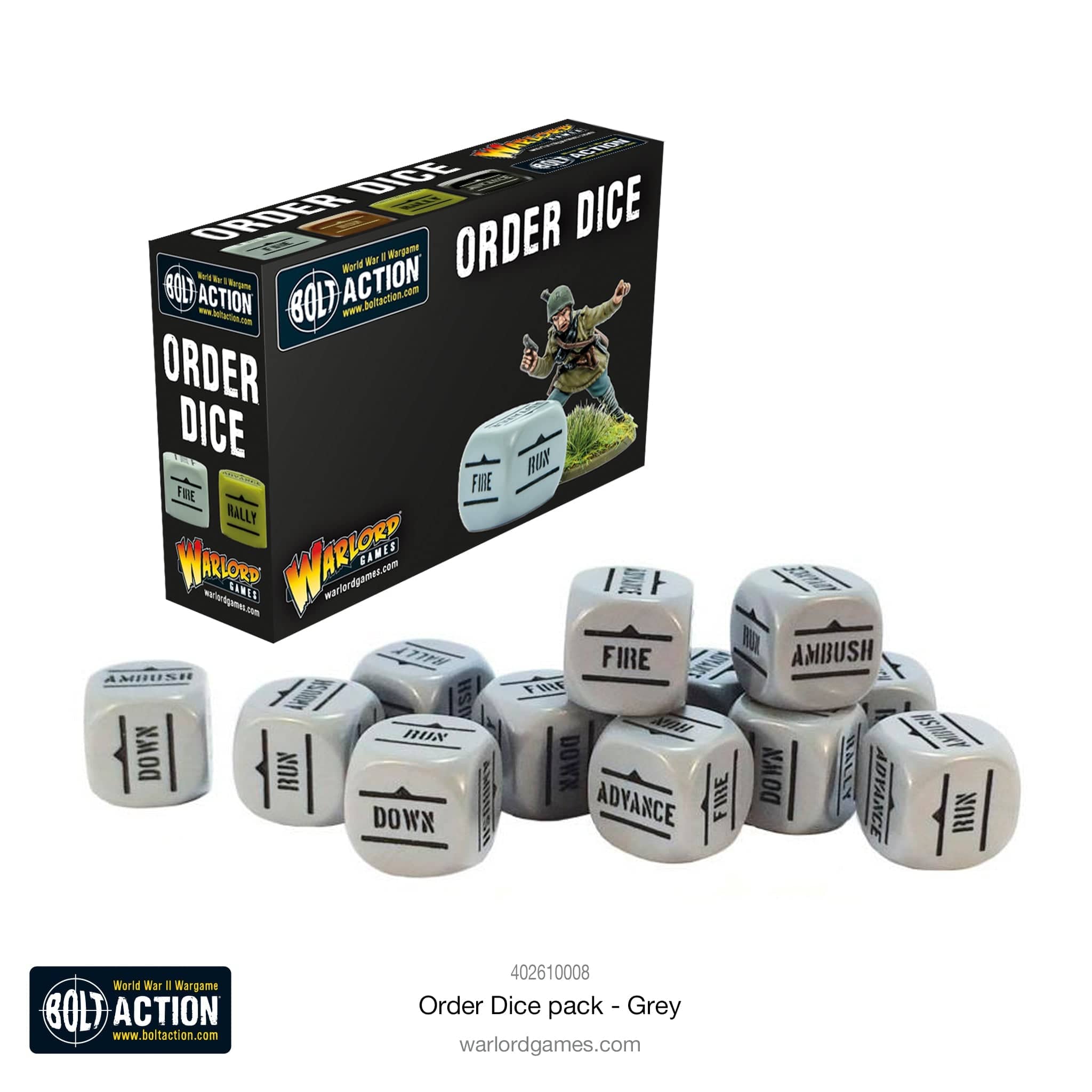 Bolt Action Orders Dice Pack - Grey