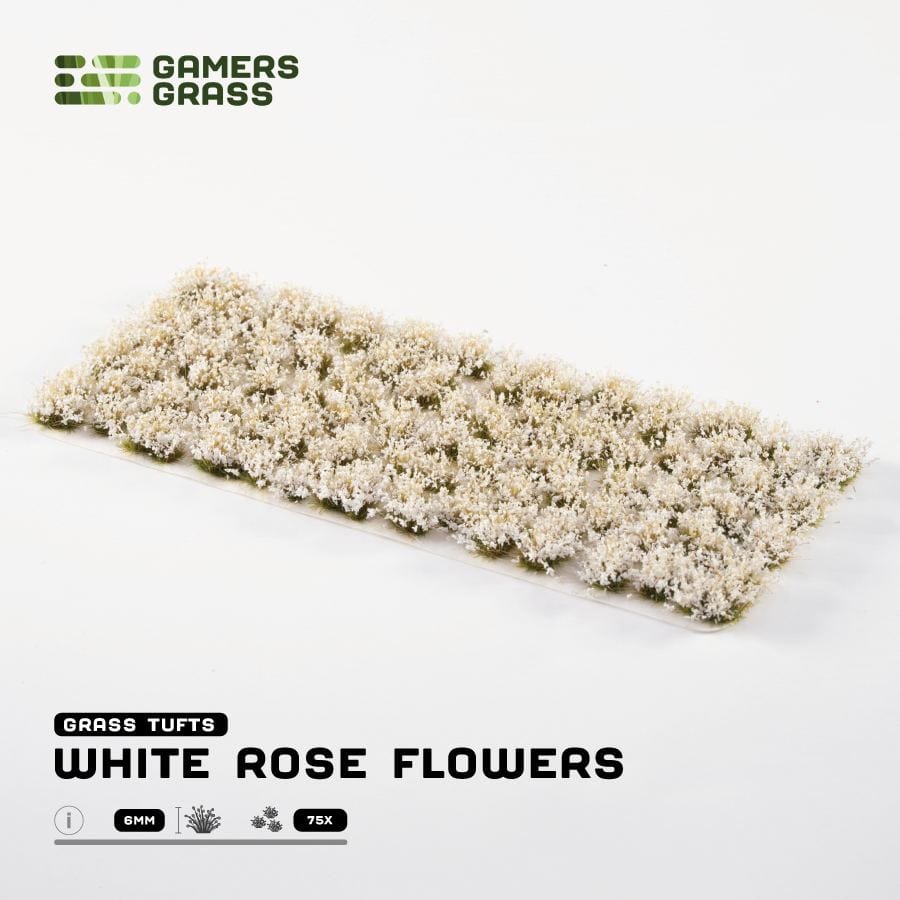 Gamer's Grass Tufts - White Rose Flowers
