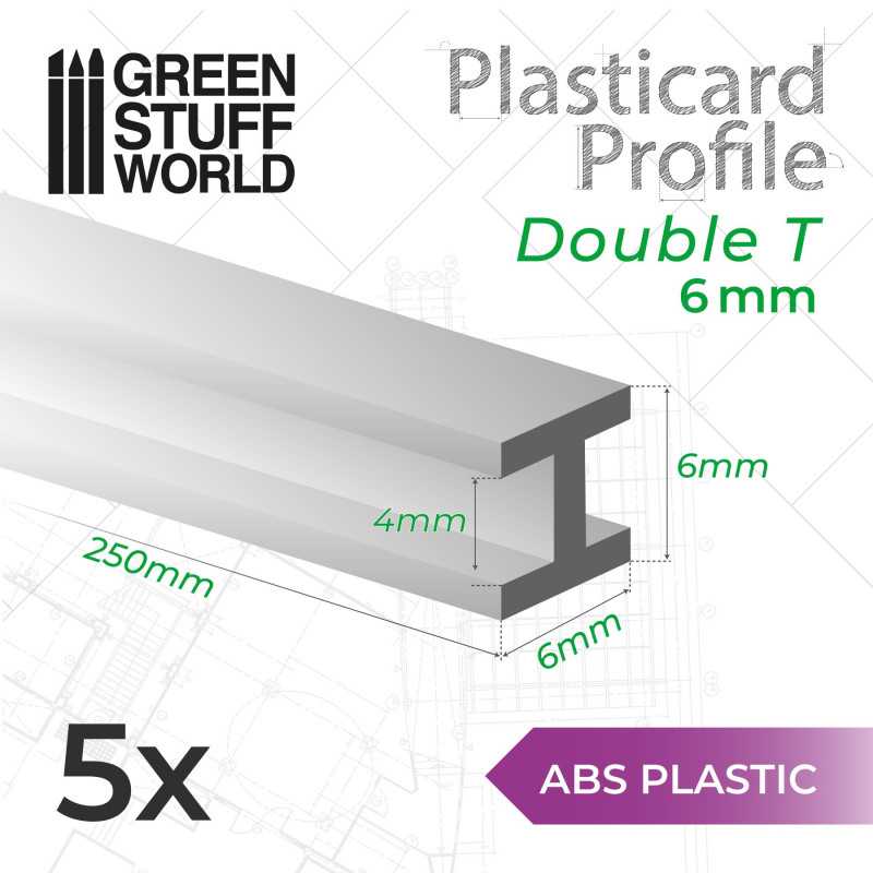 GSW Plasticard - H Beam Columns 6mm x5