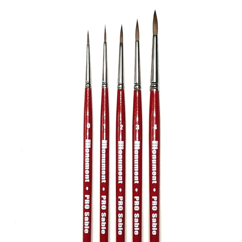 Monument Hobbies - Pro Sable Brush Set - Size 0, 1, 2, 3, 4