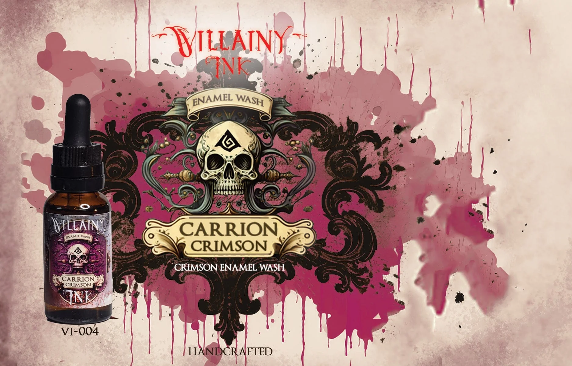 Villainy Inks Phase I - Handcrafted Enamel Washes 30ml - Carrion Crimson - Image 2